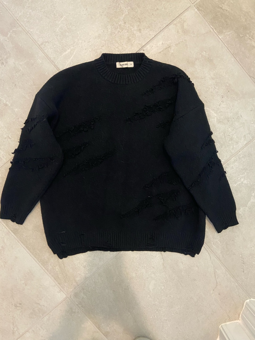 Aelfric Eden Black Distressed Crewneck Sweater - Women